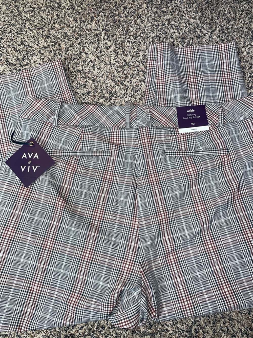 Ava & Viv Plaid High Rise Ankle Comfort Stretch Ankle Trousers Plus Size NWT - Picture 6 of 11